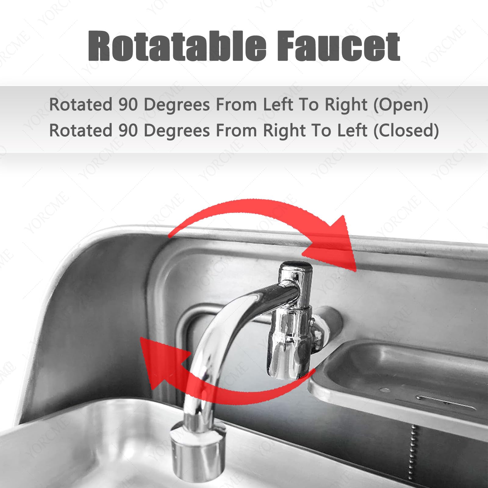 Lavello Pieghevole in Acciaio Inox per Camper - Vasca Singola Quadrata con Rubinetto Curvo per roulotte, Camper e Yacht - Lavamani da Cucina Resistente e antiruggine