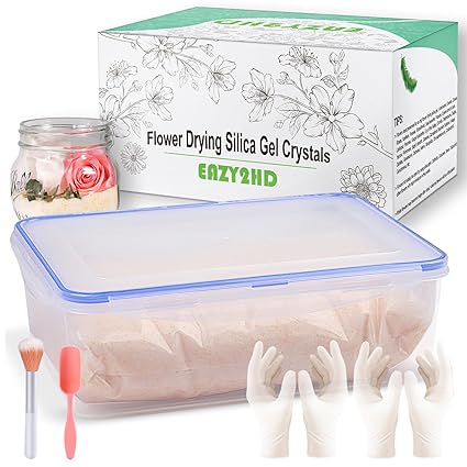 Eazy2hD Silica Gel Flower Drying Kit, 5LBS Flower Drying Silica Crystals with Sealed Container and Gloves for Wedding Bouquet Preservation