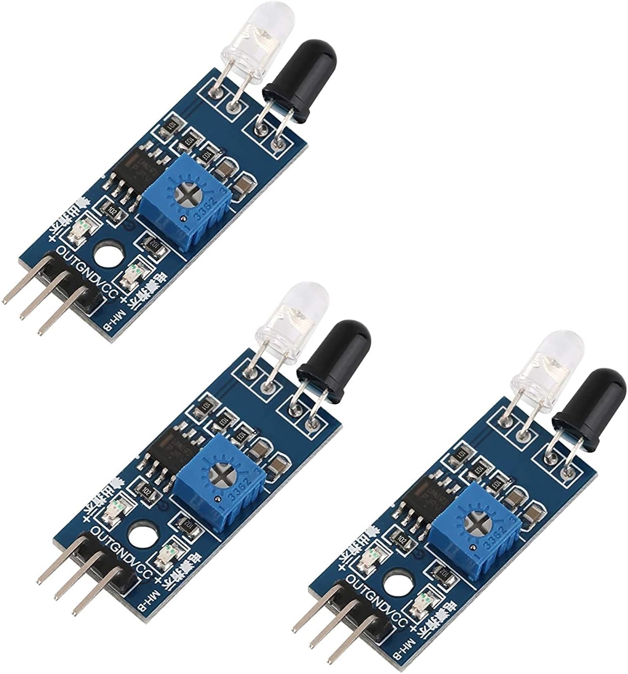 RIV International 3 Pcs x IR Infrared Obstacle Avoidance Sensor Module for Arduino