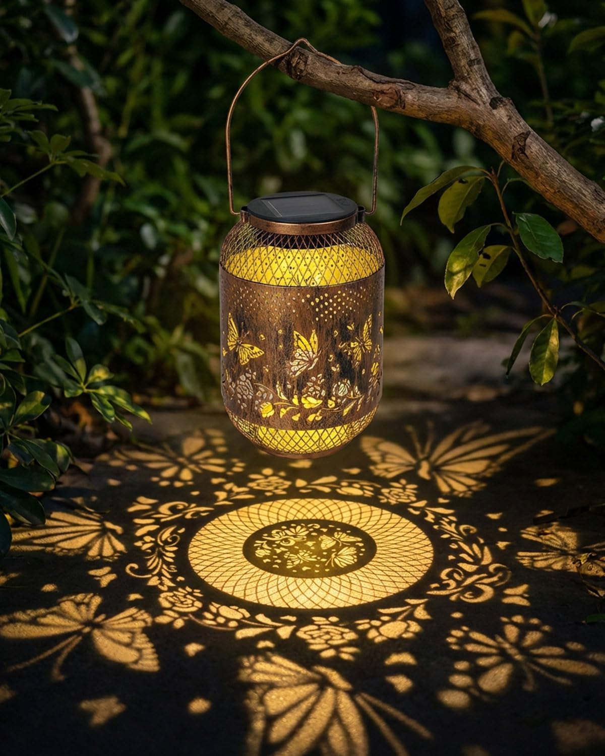Birthday Gifts for Women, Mothers Day Gifts for Mum Grandma,Butterfly Garden Ornaments Outdoor Solar Lanterns, Garden Decorations Metal Solar Lanterns,Unique Birthday Presents