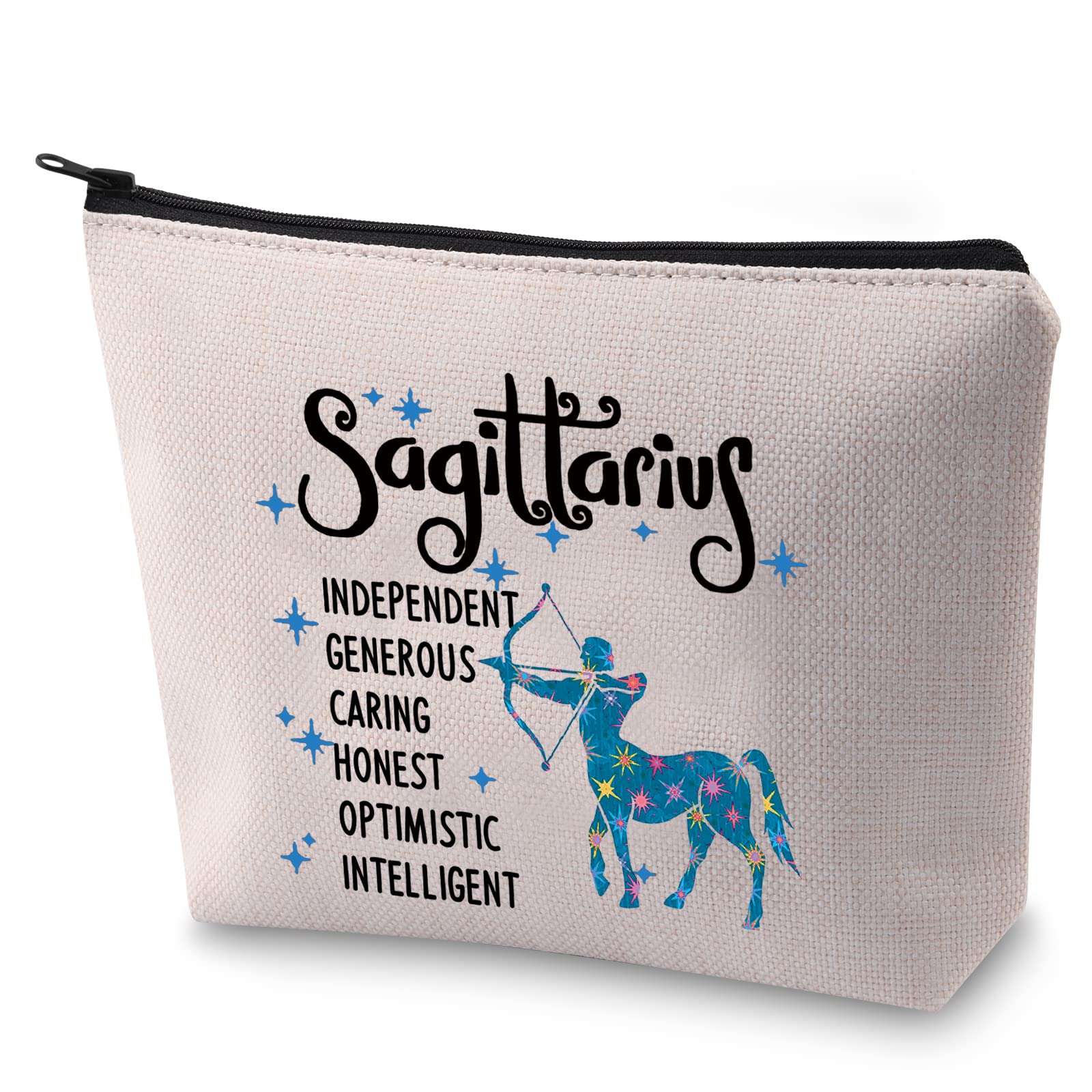 BLUPARK Zodiac Sign Cosmetic Bag Horoscope Makeup Bag 12 Constellation Birthday Gift for Astrology Lover (Sagittarius)