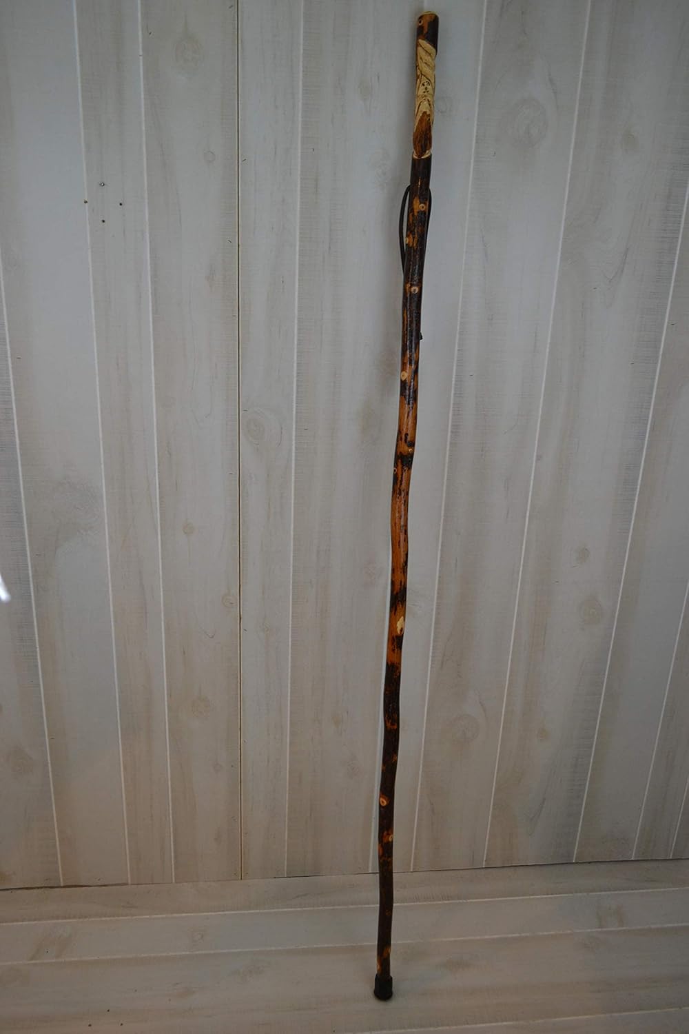 Walking Stick with Wood Spirit Carving on 72" Hardwood Hiking Staff