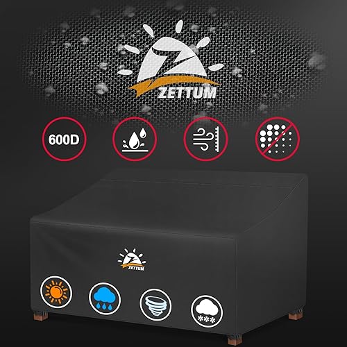 Miniatura 4 de Zettum Funda de sofá biplaza para patio de 60 pulgadas a 600D, funda de sofá para exteriores, impermeable, resistente, funda de banco de 2 plazas