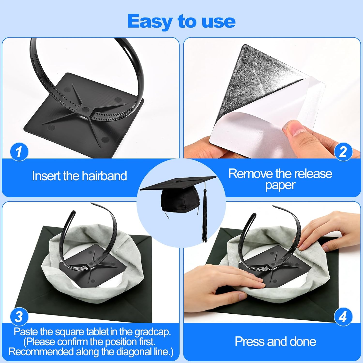 Graduation Cap Headband, Secure Hairstyle, Not Change Hair, Firm Anti-Fall Hairband for Graduates, Students thumbnail