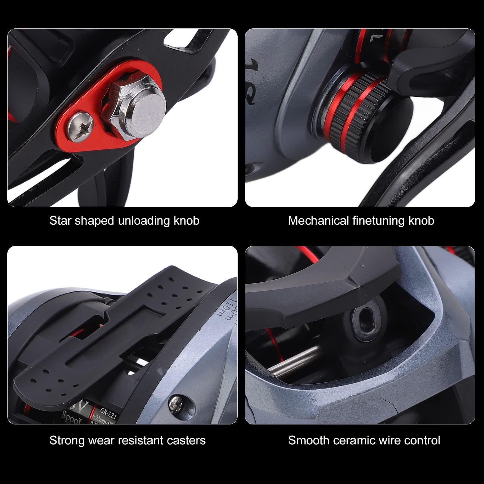 Mulinello Shimano Casitas MGL Baitcasting rapporto 7.4:1 nero, doppia