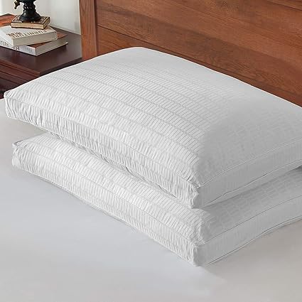 Basic Beyond Goose Down Feather Pillows - 2 Pack Queen Size Luxury Hotel Gusseted Down Pillows For Sleeping With 500Tc Cotton Pillow Protectors/Cases, Grey