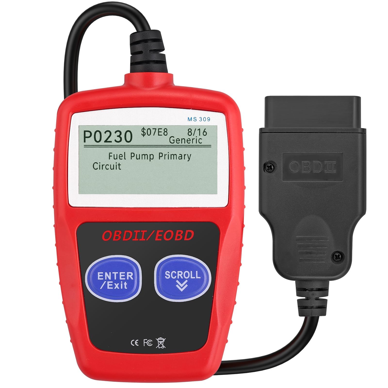 AUTOUTLET OBD2 urządzenie diagnostyczne, OBD2/EOBD, skaner kodów błędów z definicją, gotowość I/M i 10 języków, czytnik kodów błędów