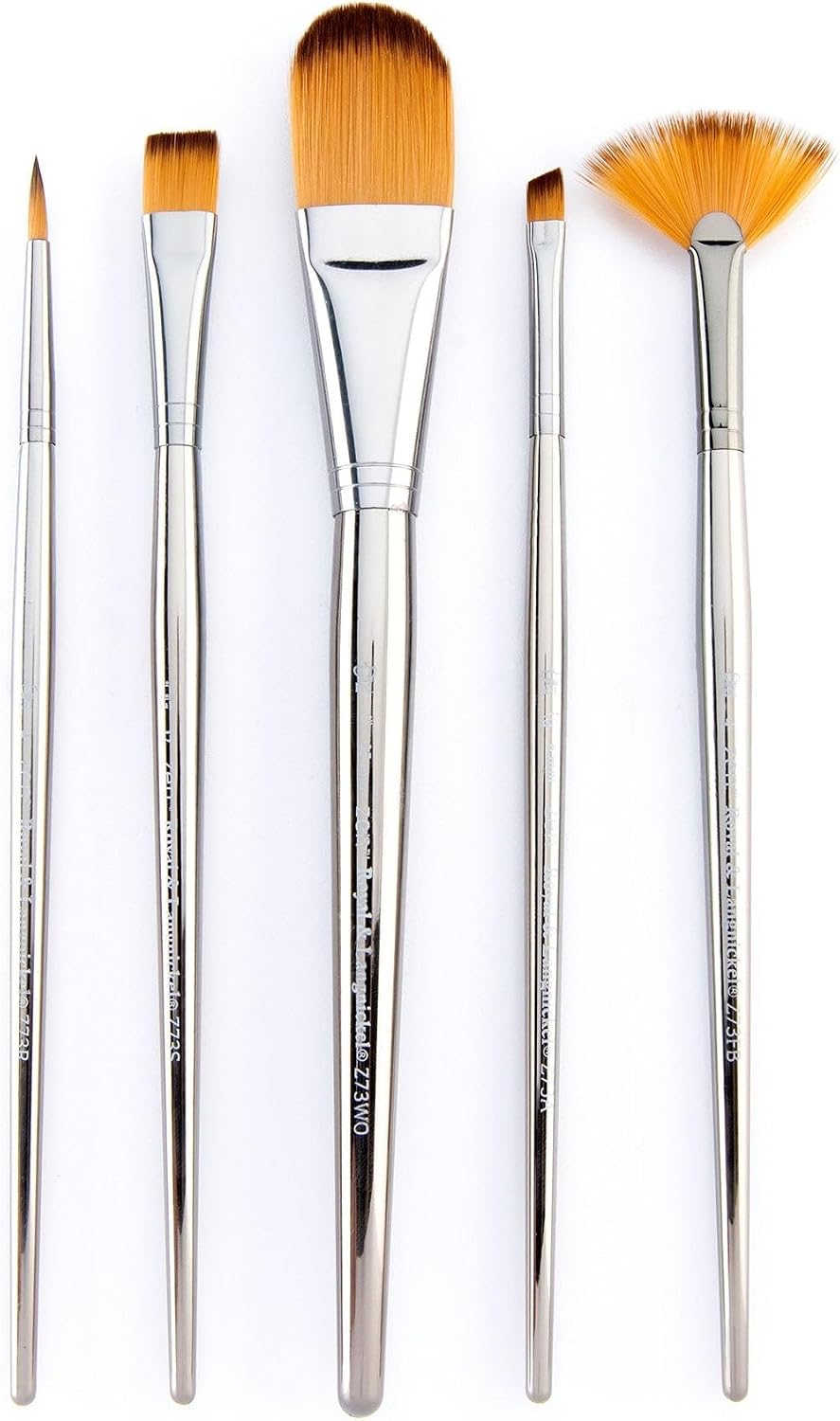 Royal & Langnickel Zen 5pc Standard Handle Brush Set, Includes - Oval Wash, Angular, Shader, Fan & Round Brushes