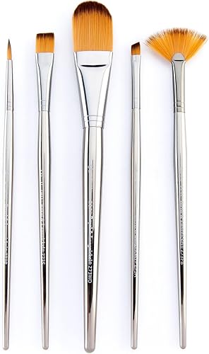 Royal & Langnickel Zen - Juego de 5 cepillos de mango estándar, incluye lavado ovalado, angular, sombreador, ventilador y cepillos redondos