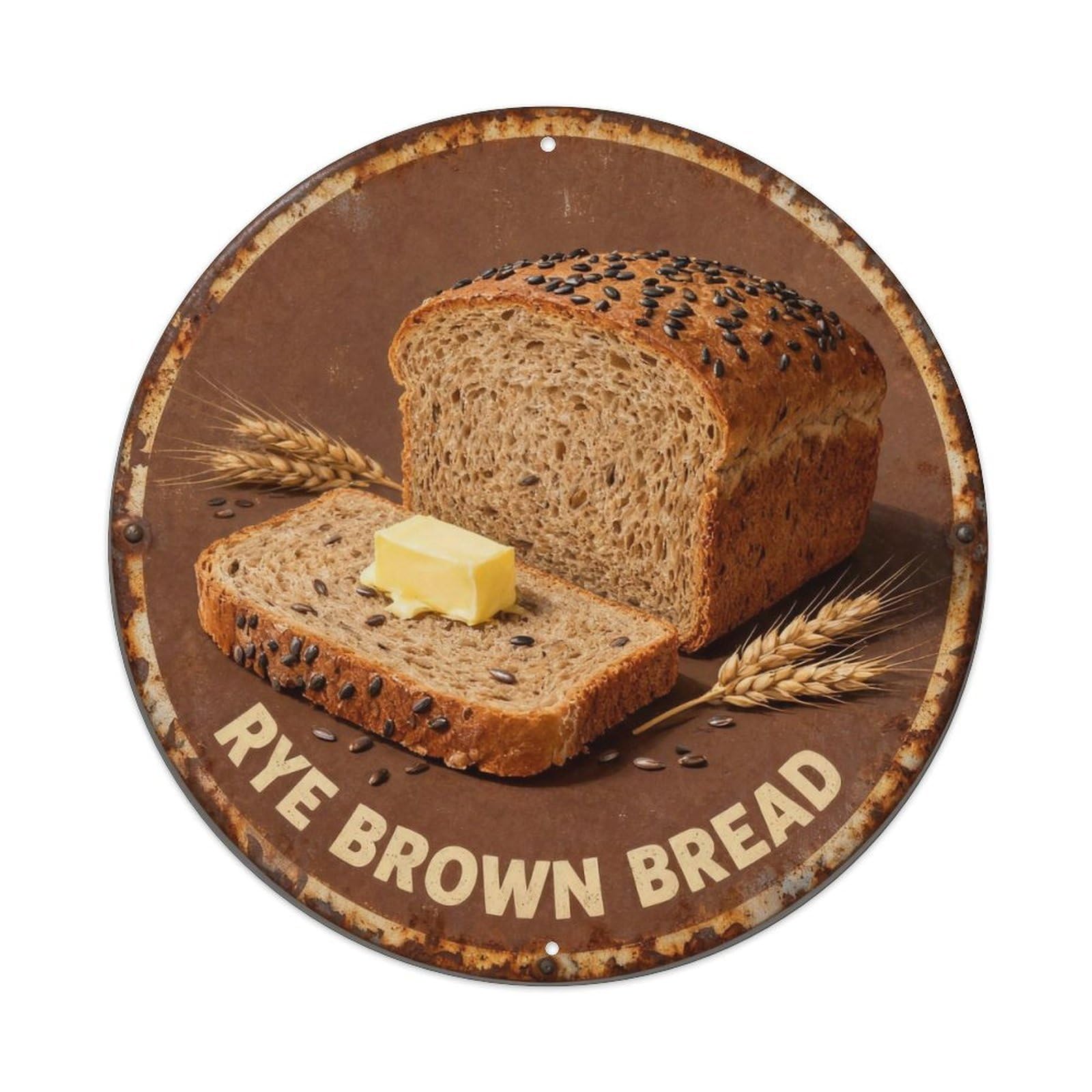 Rye Brown Bread Metal Tin Sign Plaque