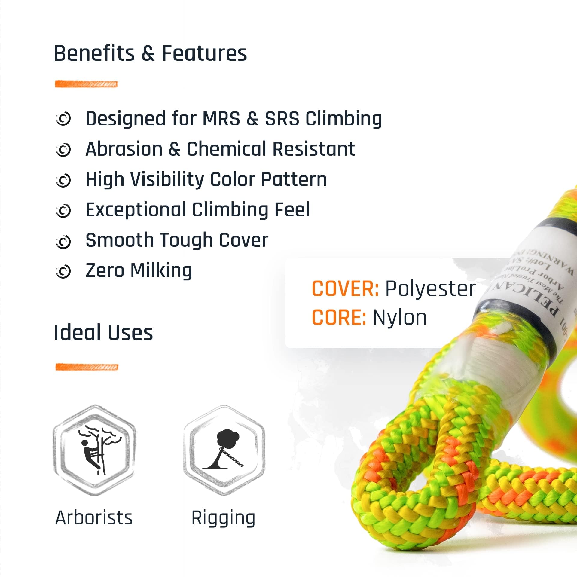 Pelican Rope Arborist-Pro™ - Corda da arrampicata per arboricoltore a 24 fili, 11,8 mm, prodotta negli Stati Uniti