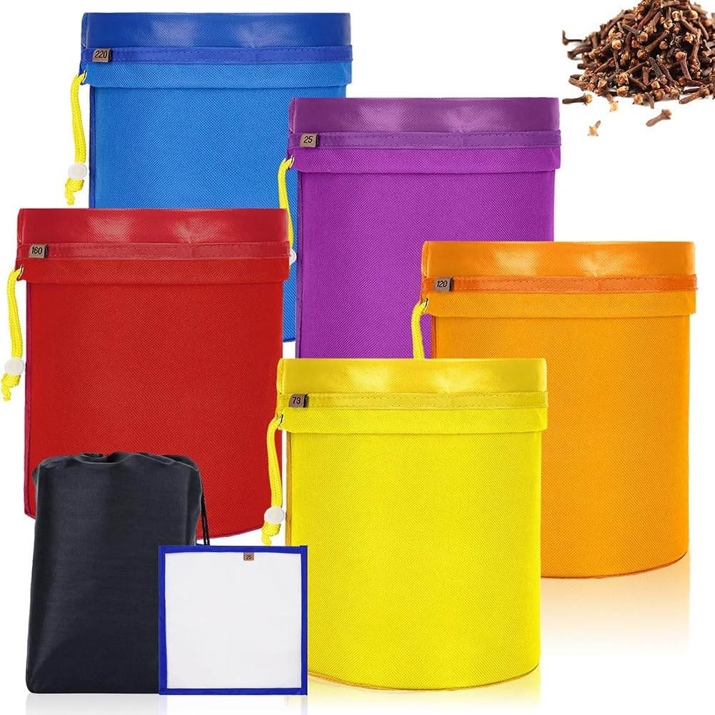 Akfldms 5 Pack 5-Gallon Filter Bag, Storage Bags with Filter Screen Reusable Brew Bag with Adjustable Drawstring Fine Mesh Bag