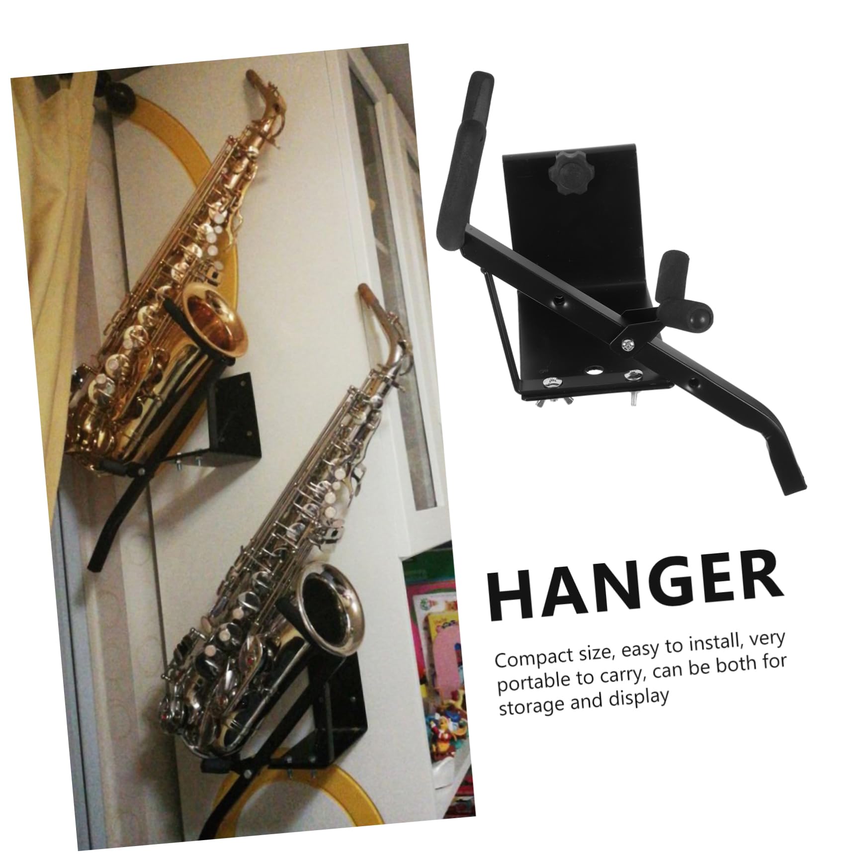 ERINGOGO Sax Hanger Mount Saxophone Wall Holder Hanging Alto Saxophone Support Saxophone Stand for Alto Sax Alto Sax Stand Saxophone Hanger Saxophone Accessories Sponge Black