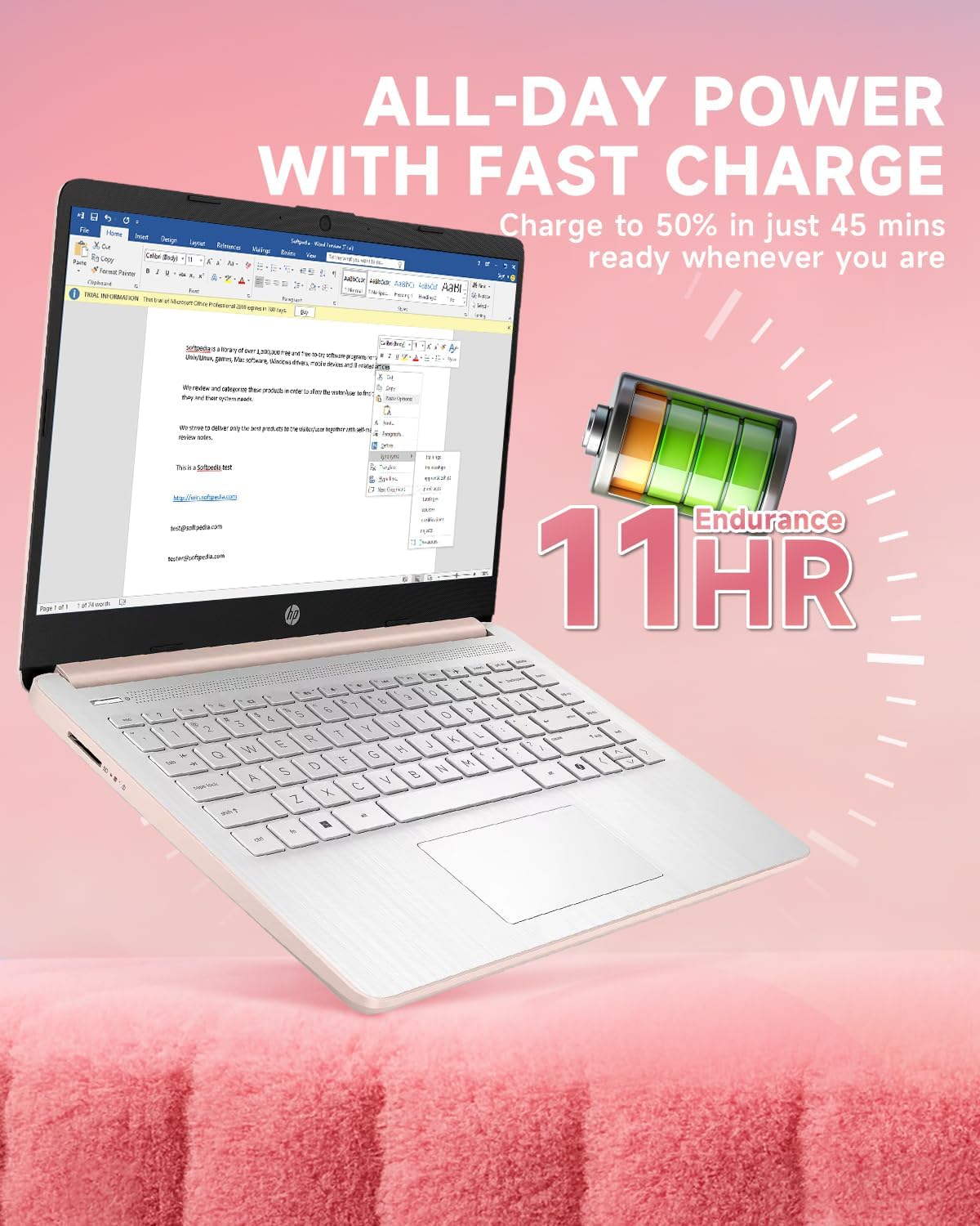 HP 14 Inch Student Business Laptop - Intel N150 | Elegant Pale Rose Gold | Lightweight, AI Copilot Key | 16GB RAM | 384GB Storage(128GB UFS+256GB MSD) | 1 Year Office 365 | Win 11 Pro,w/Accessory