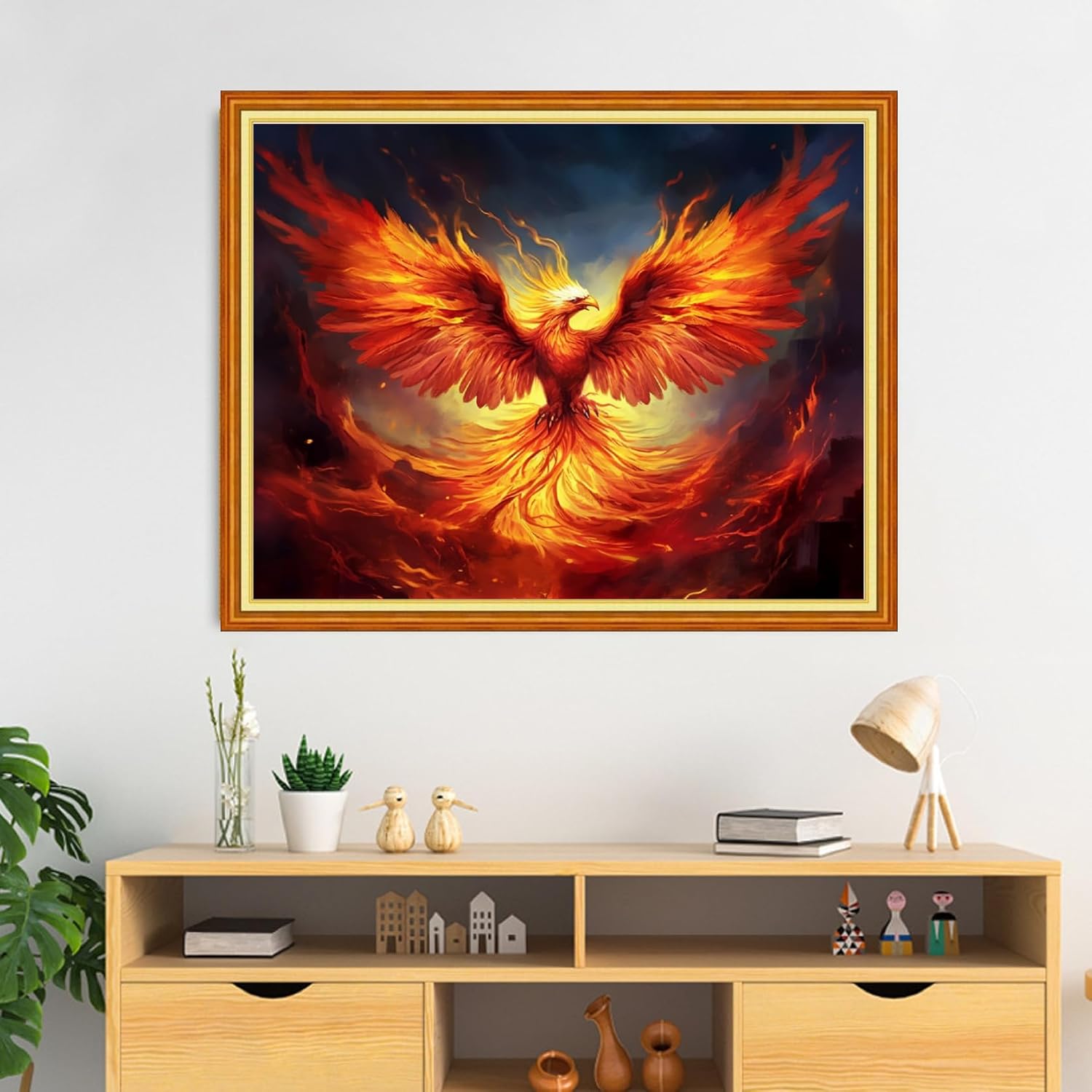 Dimxvean Stamped Cross Stitch Kits,Cross Stitch Kits for Adults Beginners,Embroidery Kits Full Range of Cross Stitch Stamped Kits Needlepoint Kits Cross Stitch Patterns-Colorful Phoenix 16x20 inchs