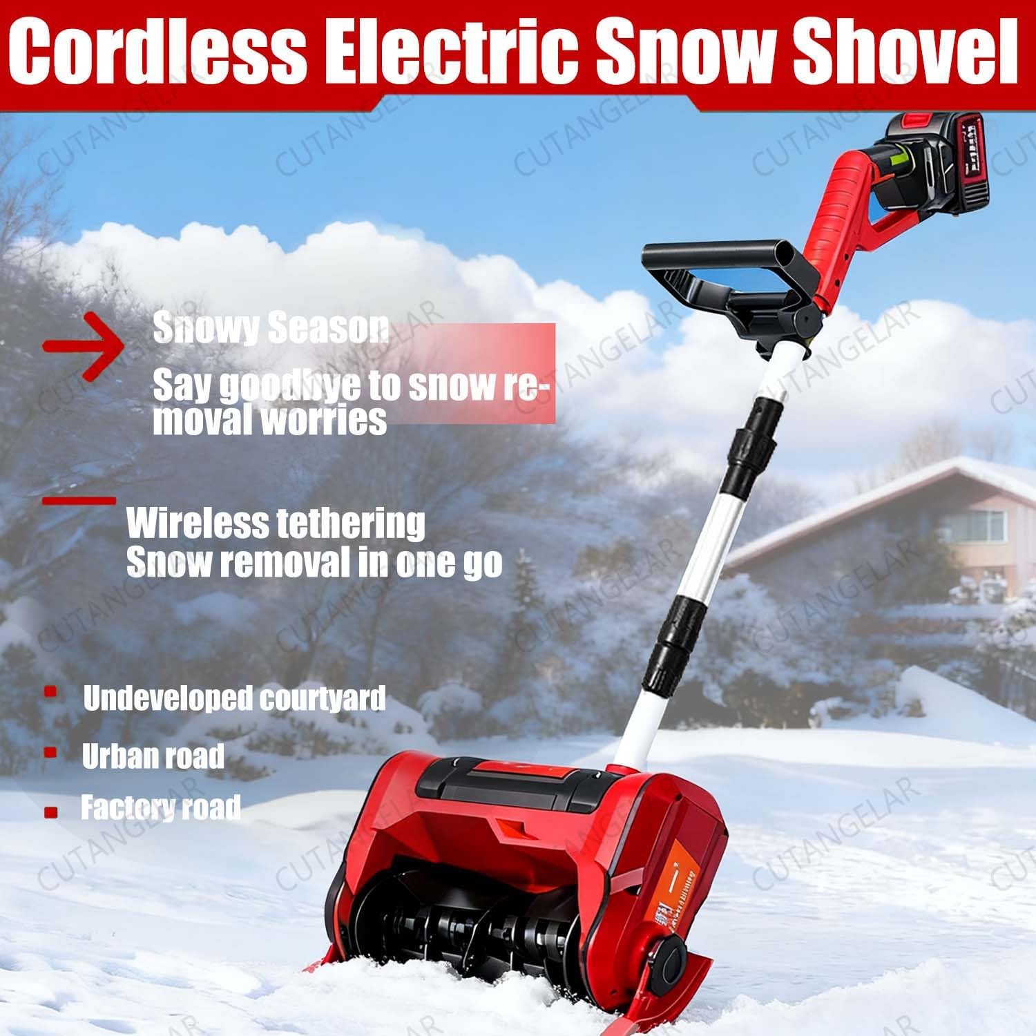 Spazzaneve Senza Fili 20V, Pala Per Neve Elettrica Con Batteria 4.0Ah, Larghezza Pulitura 32 Cm E Distanza Lancio 8 M, Ideale Per Viali, Terrazze E Scale.