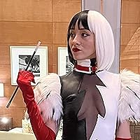 Vista 1 de WeKen Peluca corta en blanco y negro, mitad negra, mitad blanca, con flequillo, para mujer, cosplay, fiesta diaria (un juego blanco y negro)