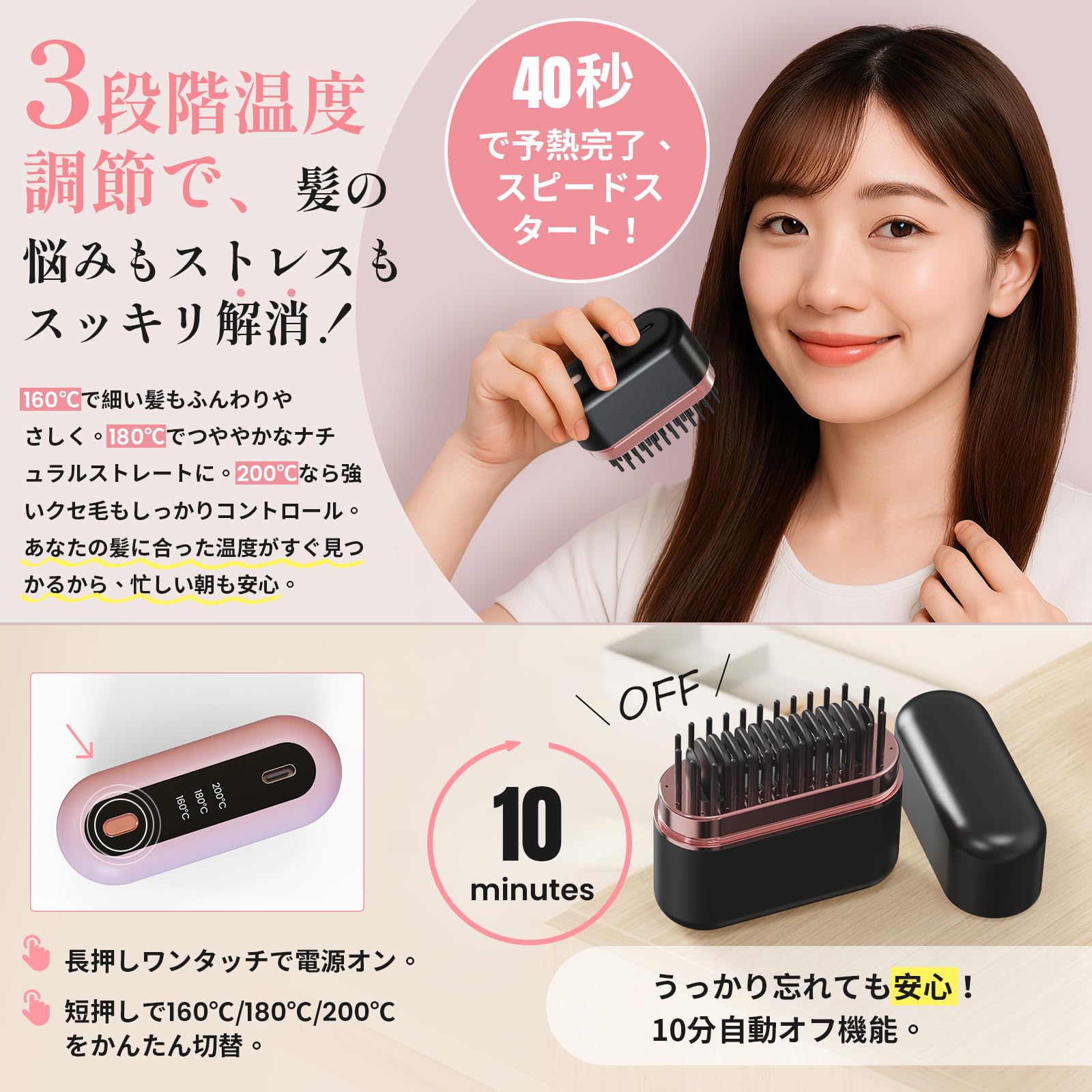 Amazon.co.jp: Kynor コードレス ミニヘアアイロン【超軽量134g】寝