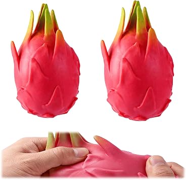 2 PCS Dragon Fruit Squishy, Slow Rising Squishies for Office Desk and Home Decor, Decorative Squishy Ornaments for Adults, Realistic Design Decorative Pieces