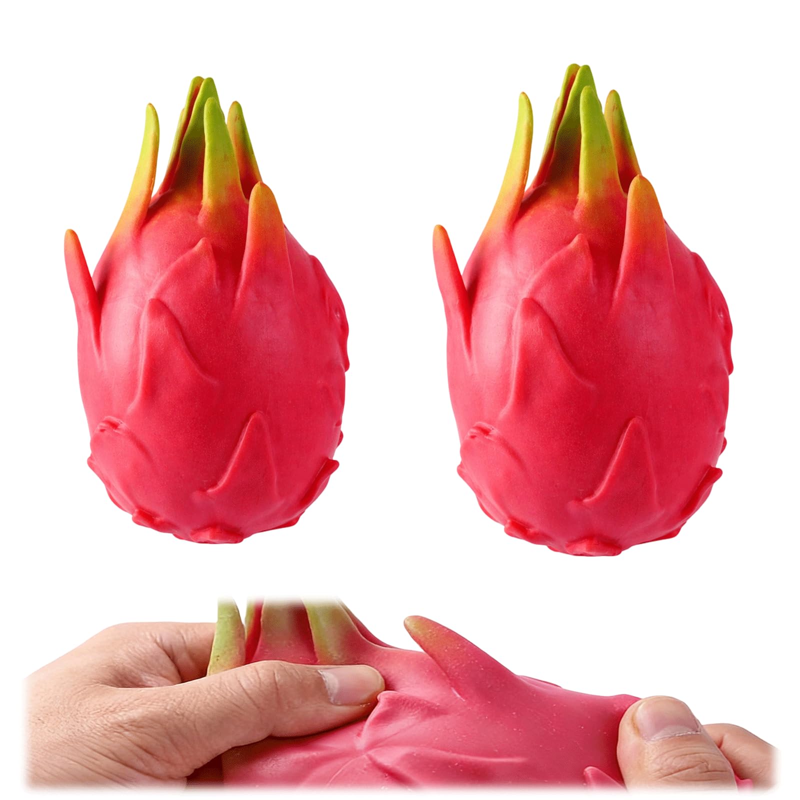 MAUDFEK 2 PCS Dragon Fruit Squishy, Slow Rising Squishies for Office Desk and Home Decor, Decorative Squishy Ornaments for Adults, Realistic Design Decorative Pieces