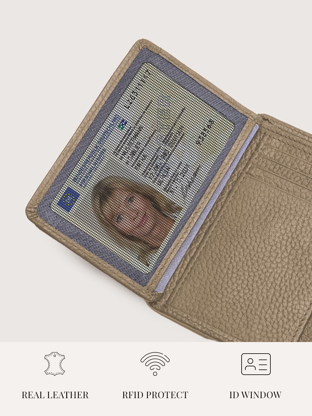 Lazarotti Bologna mittelgroße Leder Geldbörse Damen | mit Druckknopf, 8 Kartenfächer, Münzfach, RFID-Schutz | 12 x 10 x 3 cm (2 Breiten einstellbar)