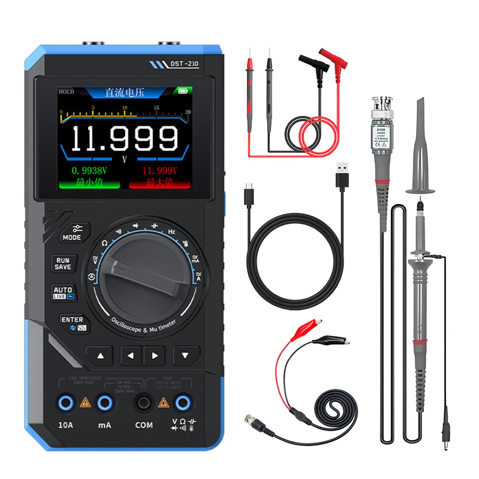 Tsophreniq Dst210 Precisions Digital Multimeter With Integrated Oscilloscope & Multiple Waveforms Signals Generator Rechargeable Multimeter Adjustable Waveforms Generator