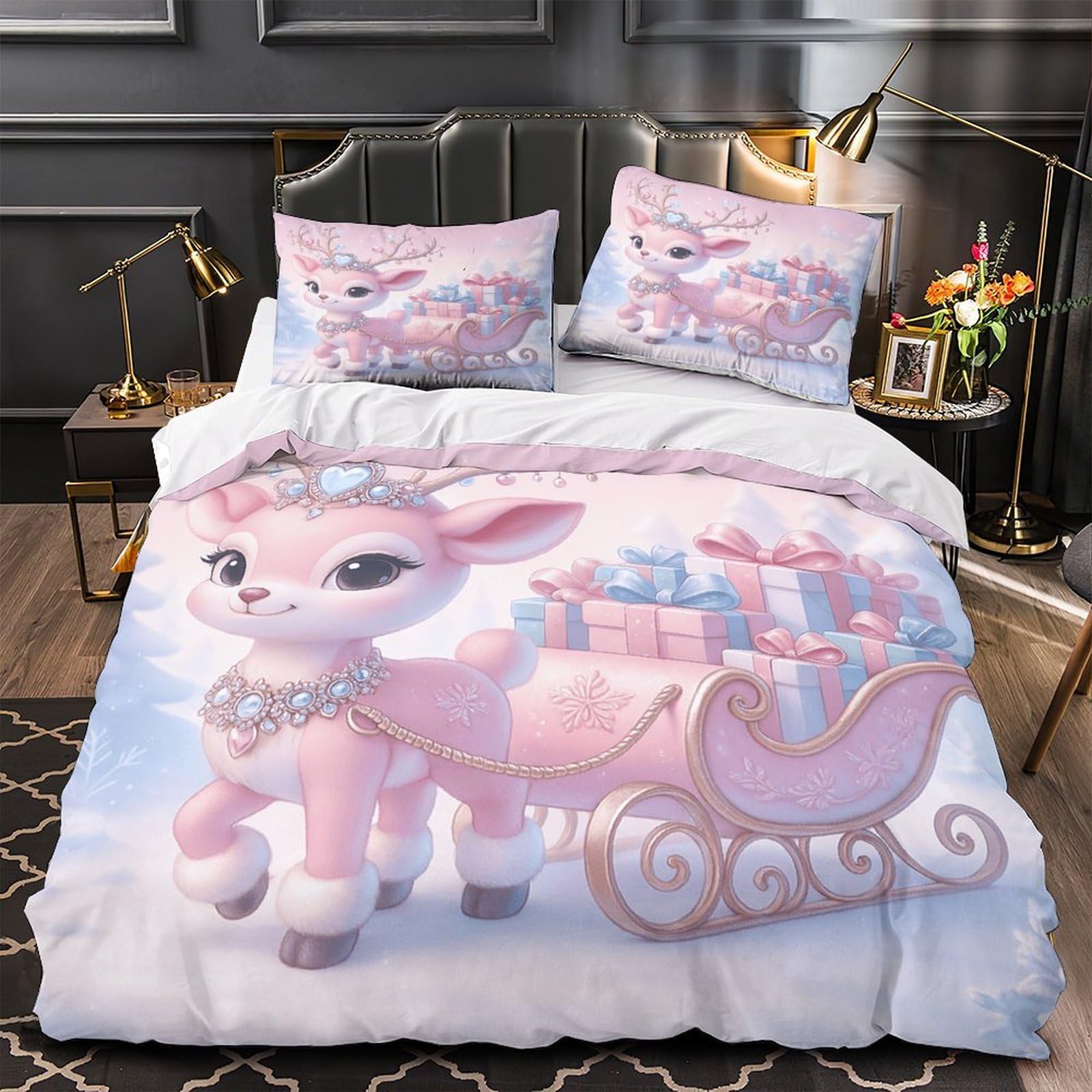 Parure de lit 140x200 housse de couette imprimée 3d microfibre