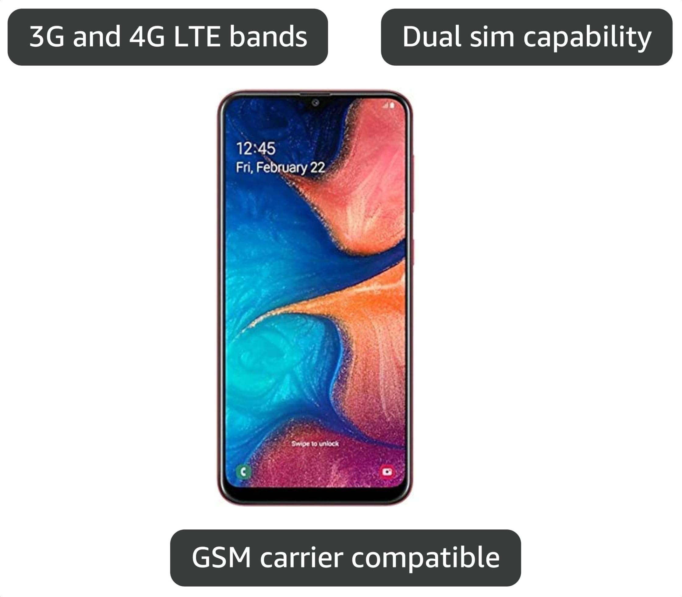 Amazon.com: Samsung Galaxy A20, 32GB, rojo - Desbloqueado (solo