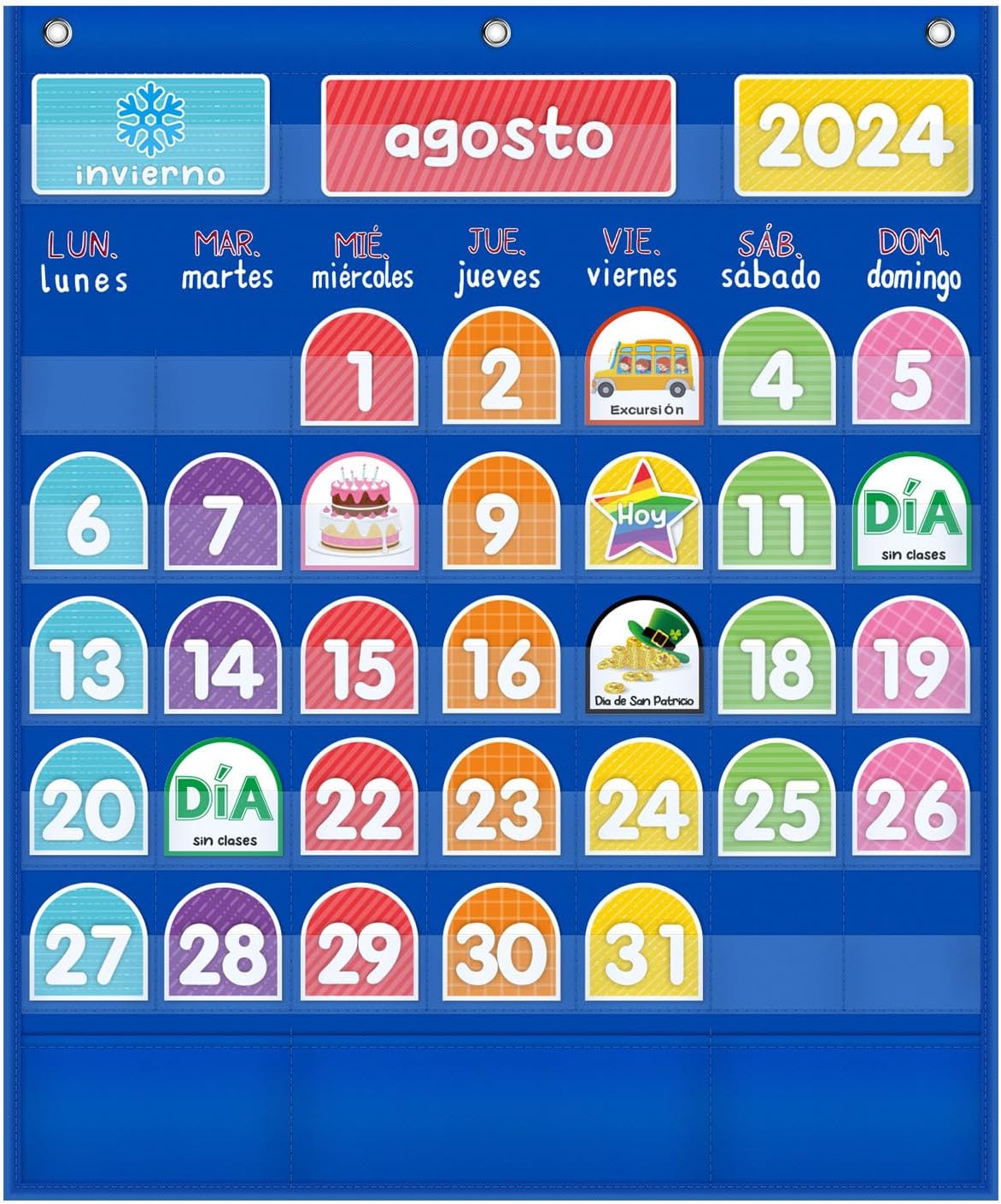 Mewise 20" x 24"Monthly Calendar Pocket Chart Classroom