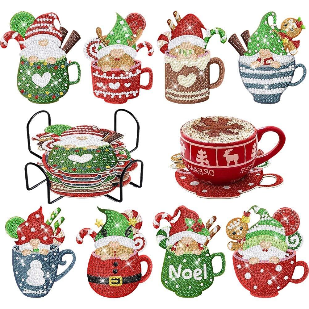Sous-verres de tasse d'art en diamant pour fête de noël : le cadeau DIY idéal