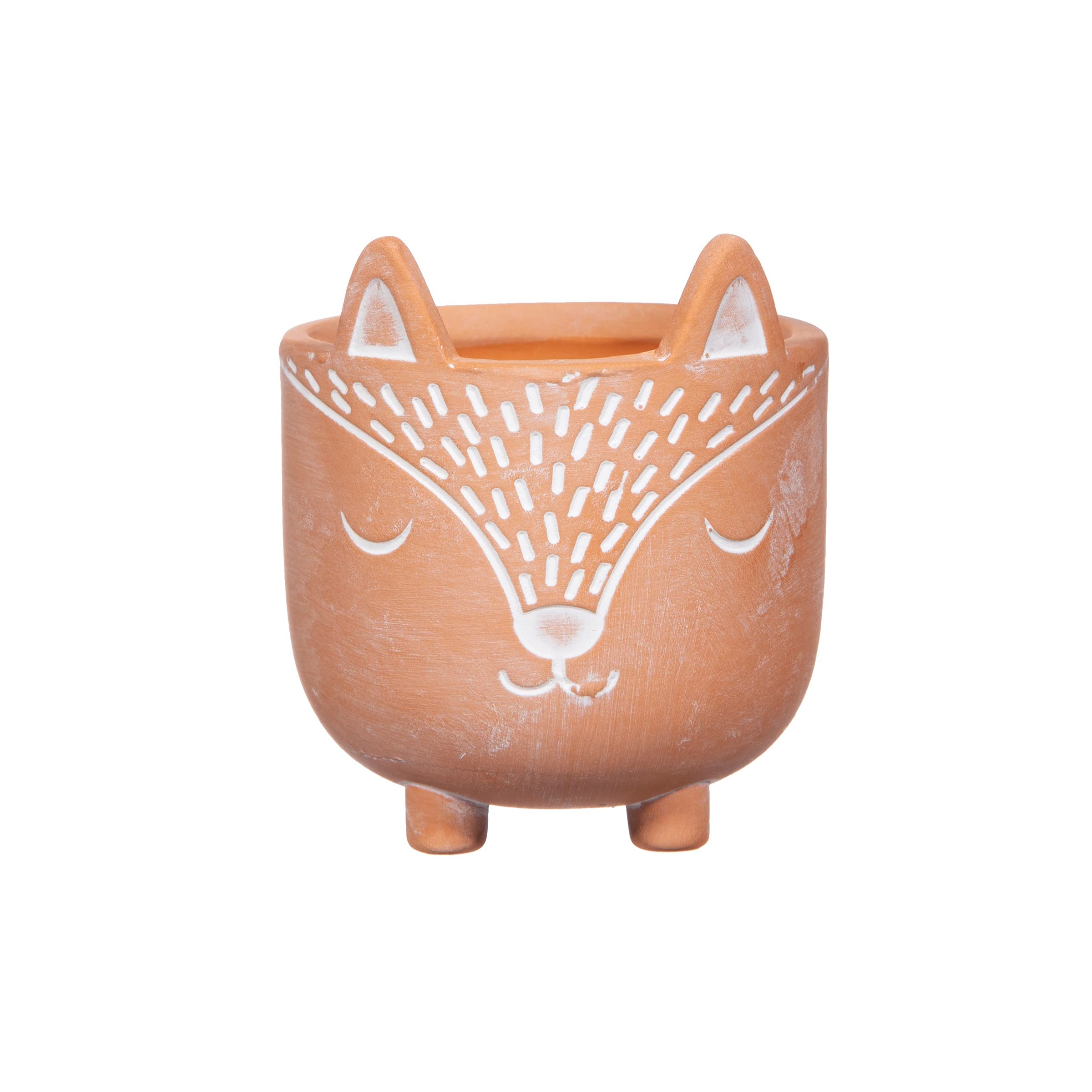 Sass & Belle Brown Mini Woodland Fox Terracotta Planter
