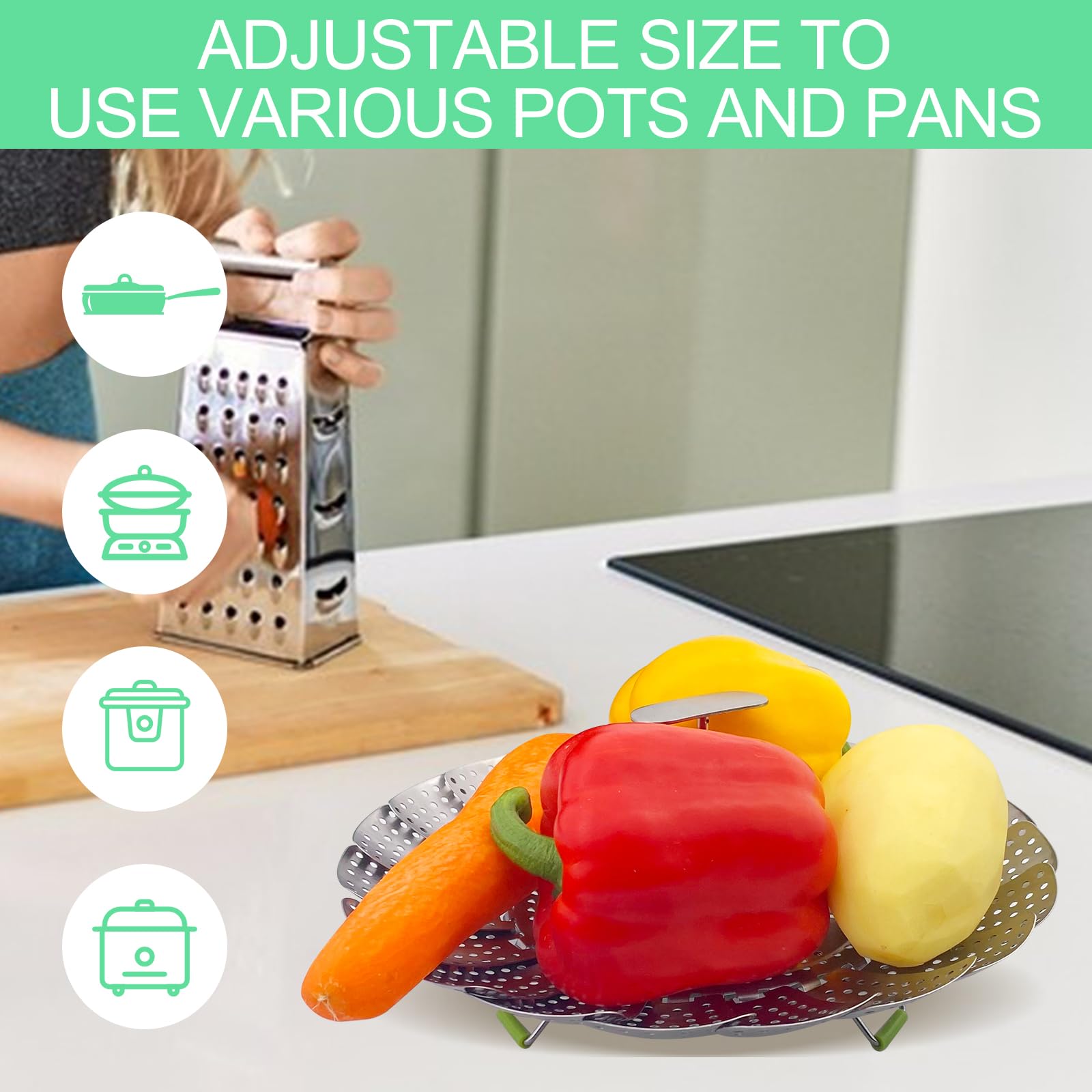 Panier Vapeur Pliable En Inox Pour Cuisson Vapeur - Accessoire Cuisine - Neuf