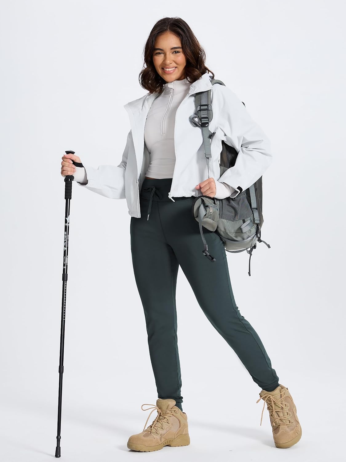 SEVEGO Women 30"/32"/34"/36"/38" Tall Inseam Fleece Lined Joggers Water Resistant Hiking Pants with Zipper Pockets - Image 9