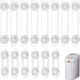 Kit 14 Travas de cinto macio transparente anti-pitada para armários, geladeiras, gaveta, fácil instalação com adesivo forte para segurança doméstica