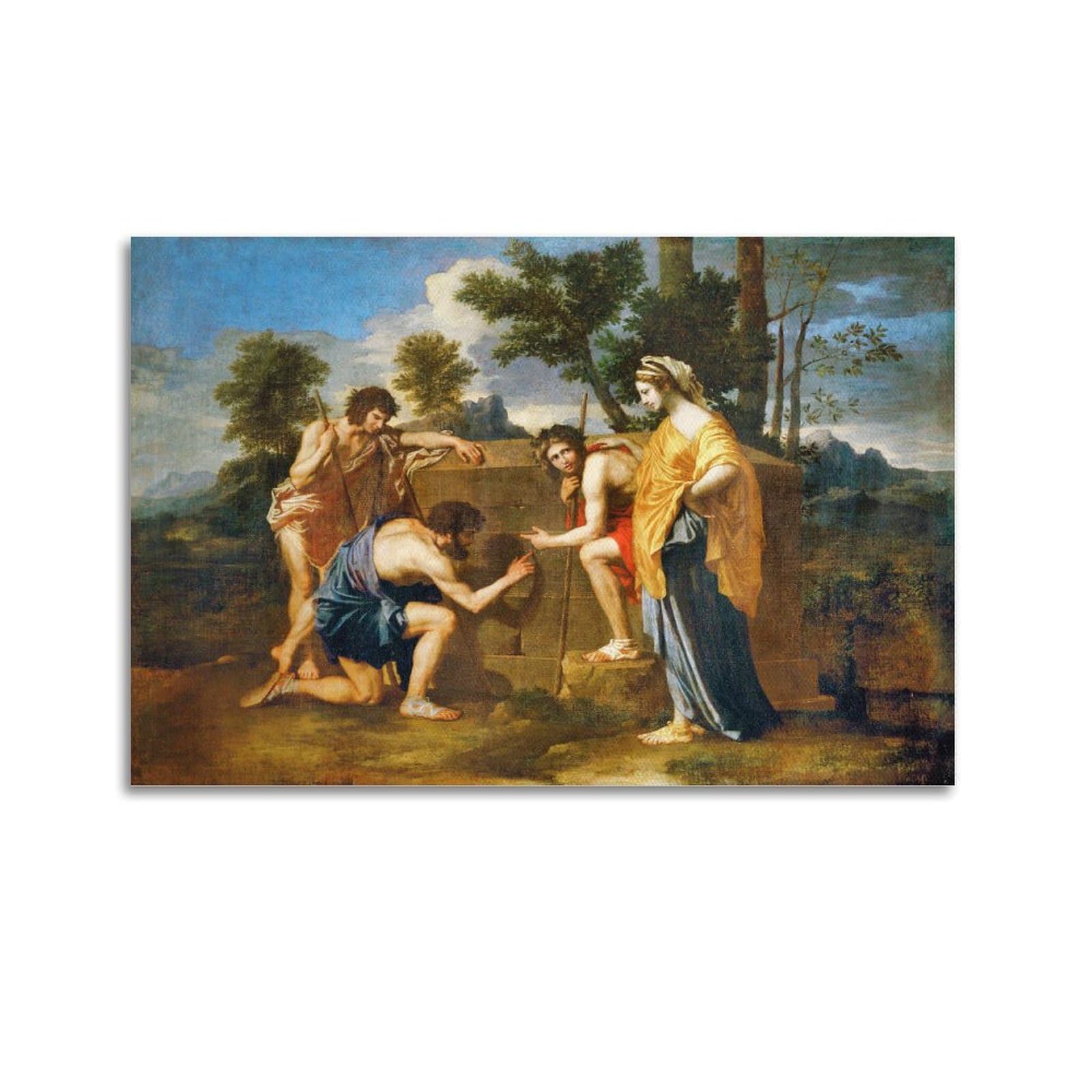 Jswlq Unframe-Style Nicolas Poussin(The Shepherds Of Arcadia) Artists Poster Room Aesthetic Print Art Wall Painting Canvas Modern Bedroom Decor 24X36inch(60X90cm)