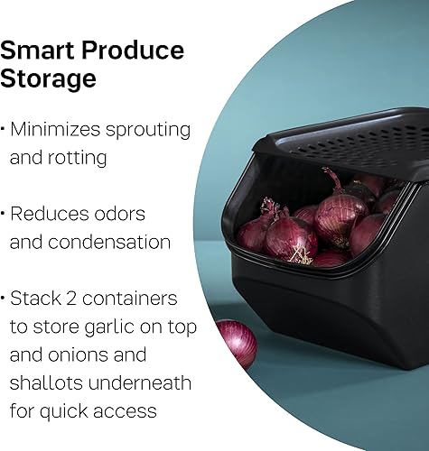 Miniatura 3 de Tupperware Contenedor inteligente de cebolla y ajo de la marca, mantiene el contenido firme y fresco, almacena hasta 6 libras, apto para lavavajillas