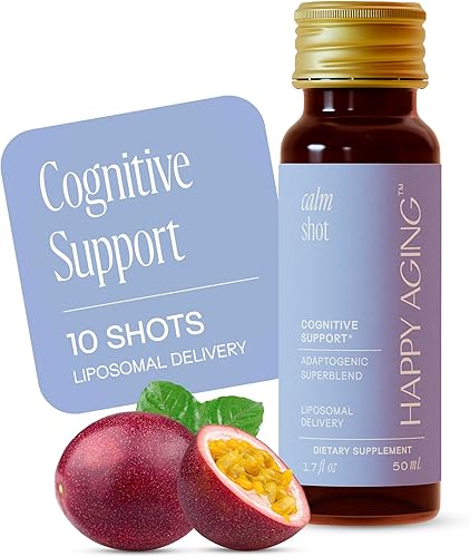 Calm Shot  Estrés liposomal y apoyo cognitivo  Sabor de maracuyá - Adaptógenos + magnesio + Ashwagandha  Vegano, sin OMG, sin azúcar (1)