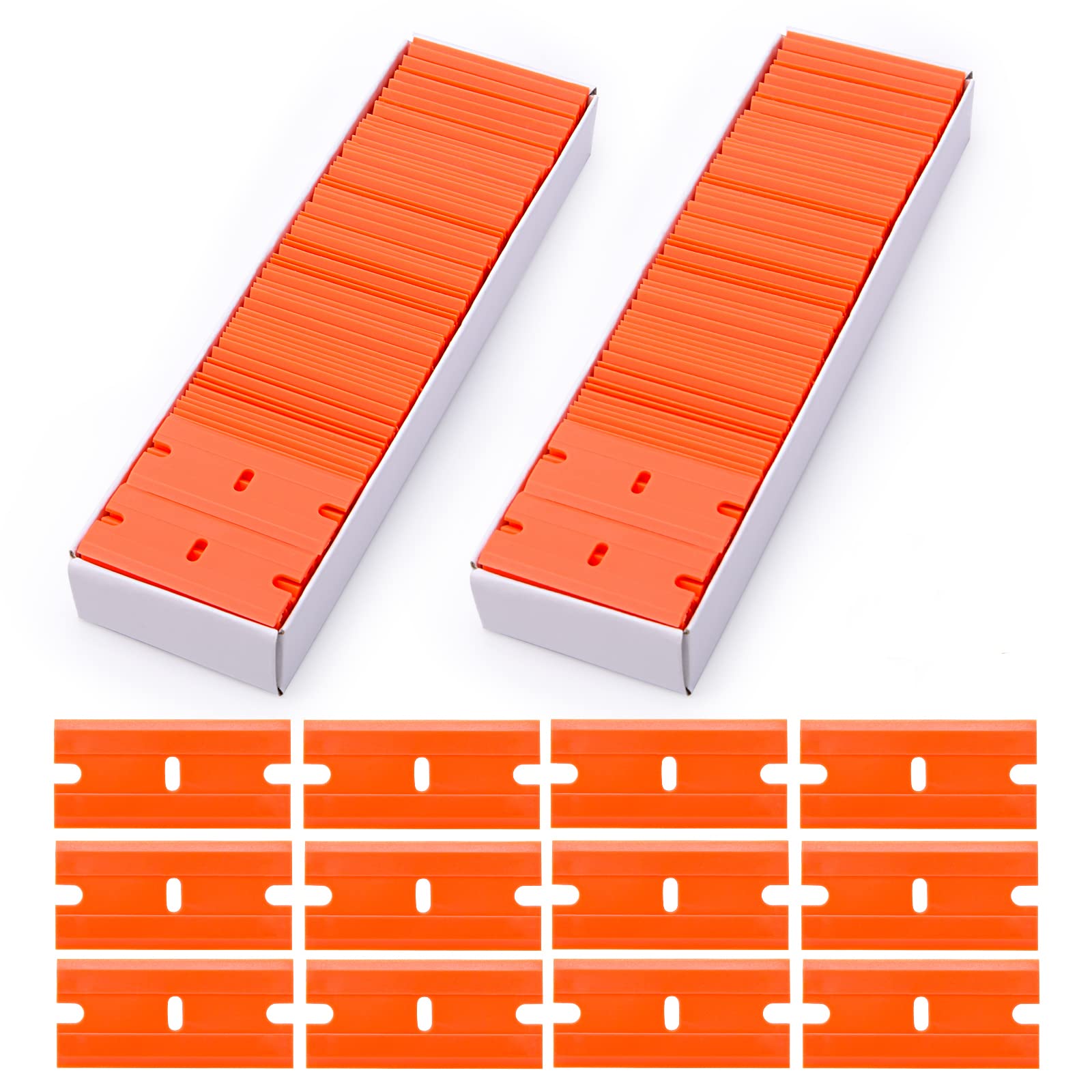FOSHIO 200 Stück Schaber Kunststoff Ersatzklingen, Rasierklingen, Klingen für Ceranfeldschaber, Glasschaber Klingen, Schaber Ceranfeld, Zeranfeldkratzer