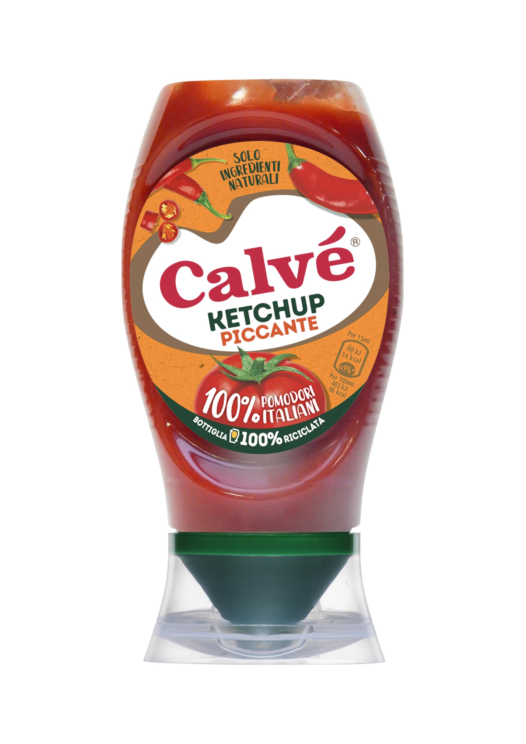 Calvé Ketchup Piccante, Formato 250 ml, Ketchup Piccante, 100% Ingredienti di Origine Naturale, Ideale per Burger e Grigliate di Carne, Vegano, Bottiglia 100% Riciclabile Ketchup Piccante 250ml