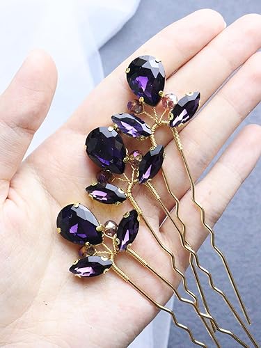 Miniatura 2 de 3 horquillas para el pelo de boda con diamantes de imitación, para novias, hecho a mano, accesorios para el cabello de mujer, accesorios para el