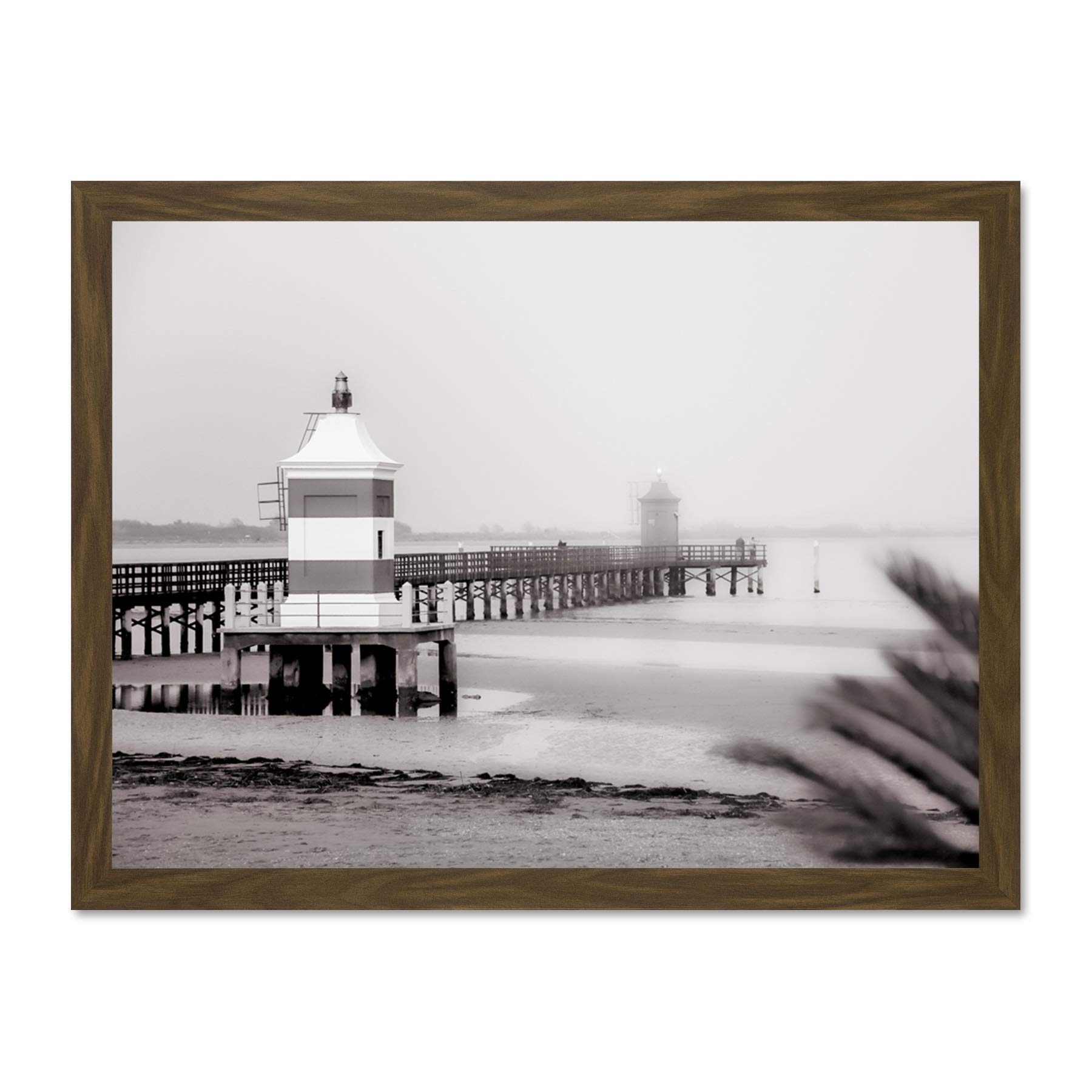 Lignano Lighthouse Italy BW Large Framed Art Print Poster Wall Decor 18x24 inch