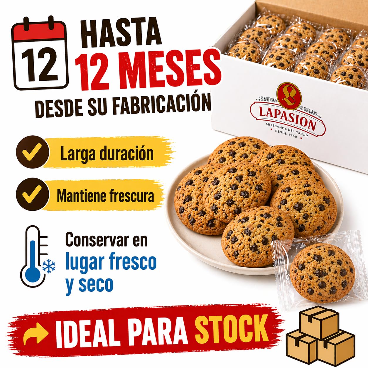 LAPASION - Galletas mini con chips de chocolate | Chispas Chocolate | Galletas individuales | 2kg