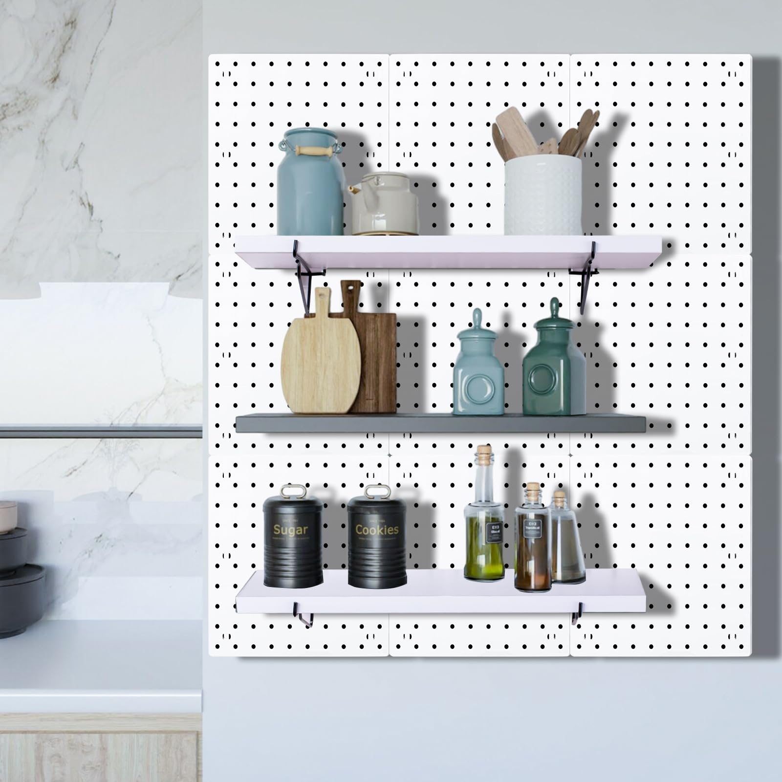 Pegboard Shelf Set, Pegboard Shelf Brackets Hooks, -4 Extra Heavy Duty