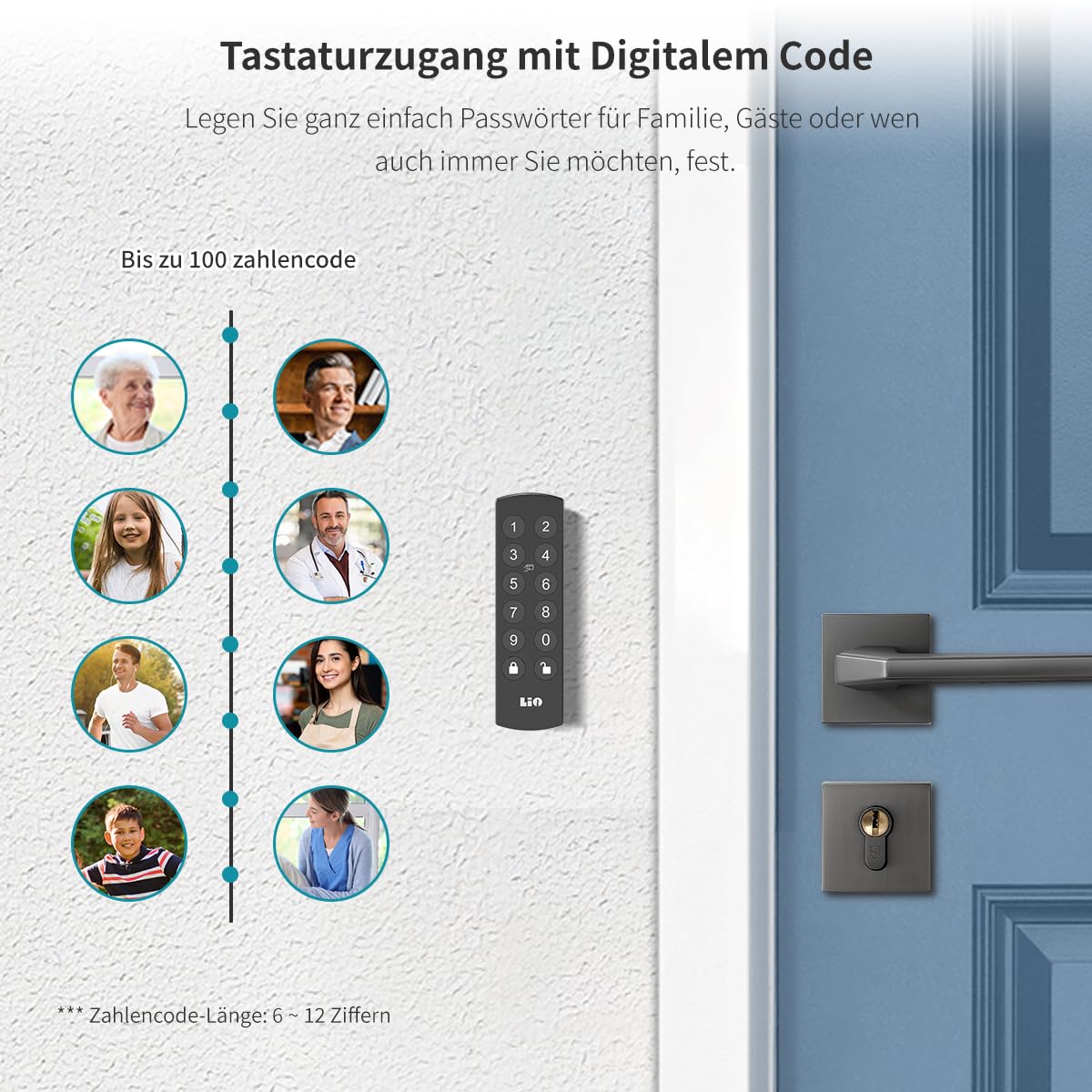 Smart Lock Vingerafdruk Deurslot met Handvat Touchscreen Toetsenbord Vingerafdru