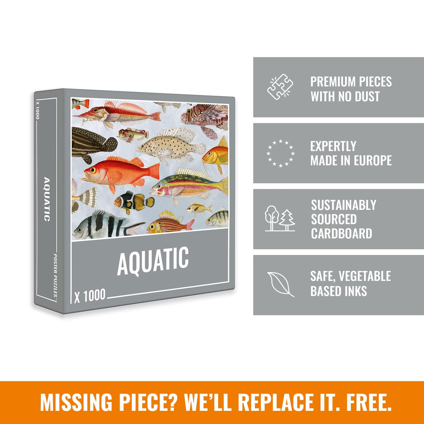 Cloudberries Aquatic 1000-Piece Puzzle - Marine-Themed Jigsaw With Vintage Fish Illustrations - View #4