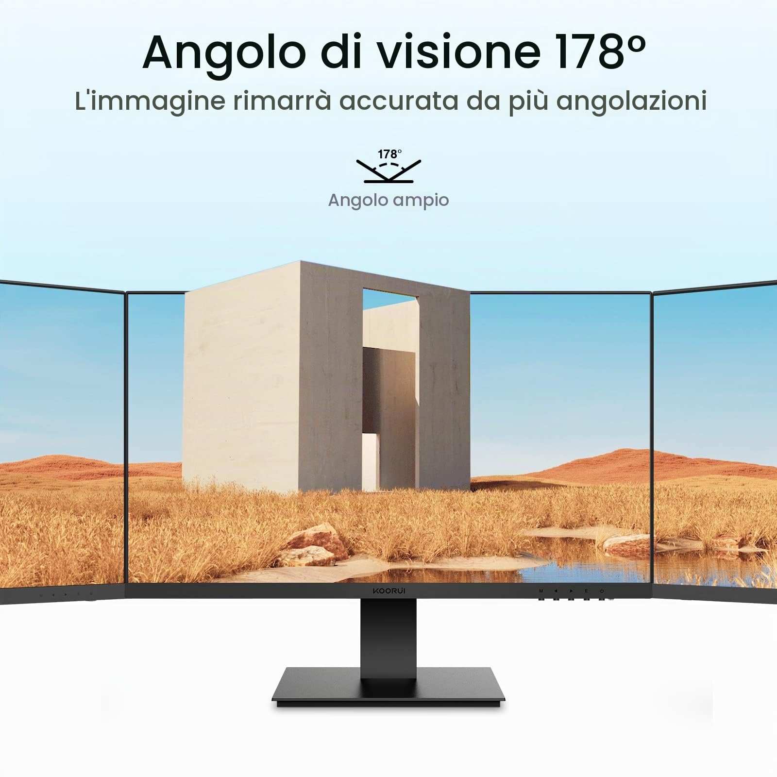KOORUI Monitor 24 pollici full HD, 75 Hz, 5 ms, Eye Comfort, gamma di colori sRGB 99%, (1920 x 1080, HDMI, VGA, inclinabile, VESA 75x75) nero