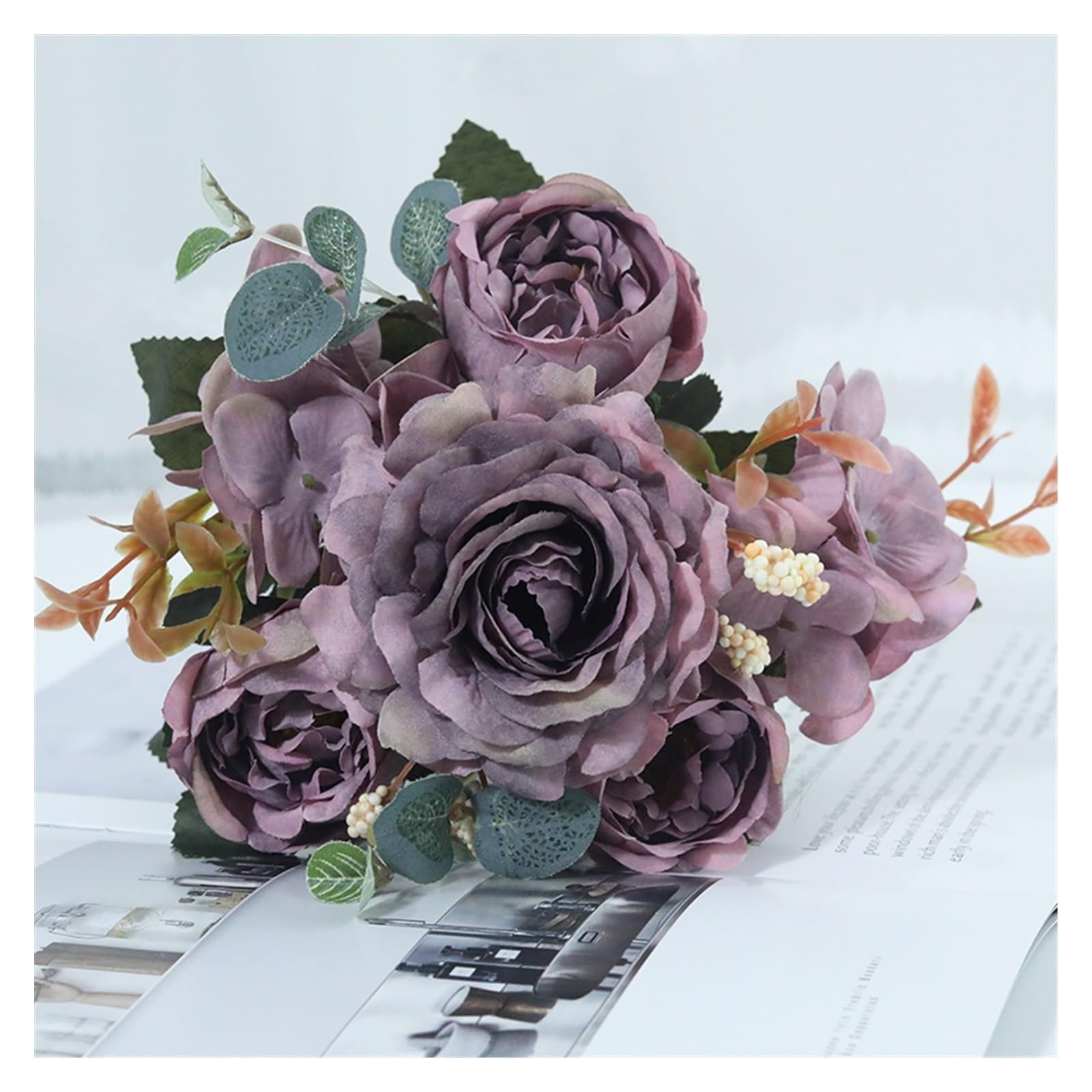 Z4T8M2K6G5 Artificial floral arrangement Beautiful Roses Artificial Flowers For Home Wedding Decorations Bouquet Fake Flower(C)
