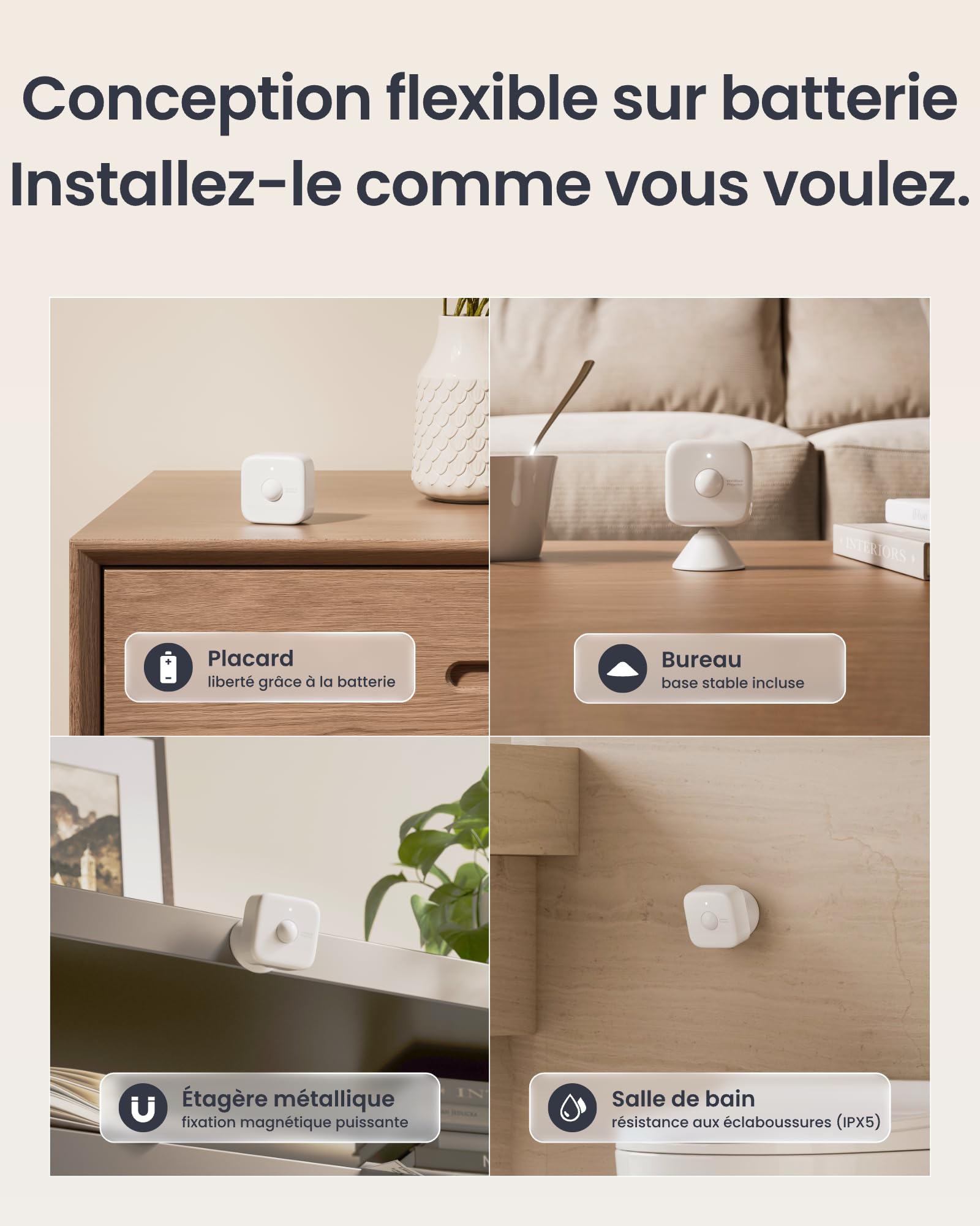 SwitchBot Capteur de Mouvement Radar Intelligent mmWave, capteur de présence Bluetooth avec détection Dynamique, Fonctionne avec Alexa, HomeKit et Apple Home Via SwitchBot Hub