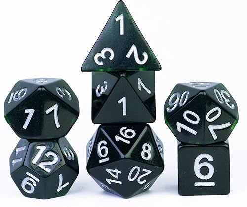 Miniatura 16 de Juego de 11 dados poliédricos de resina DND, dados de jade D&D para juegos de rol, juego de mesa RPG (verde)