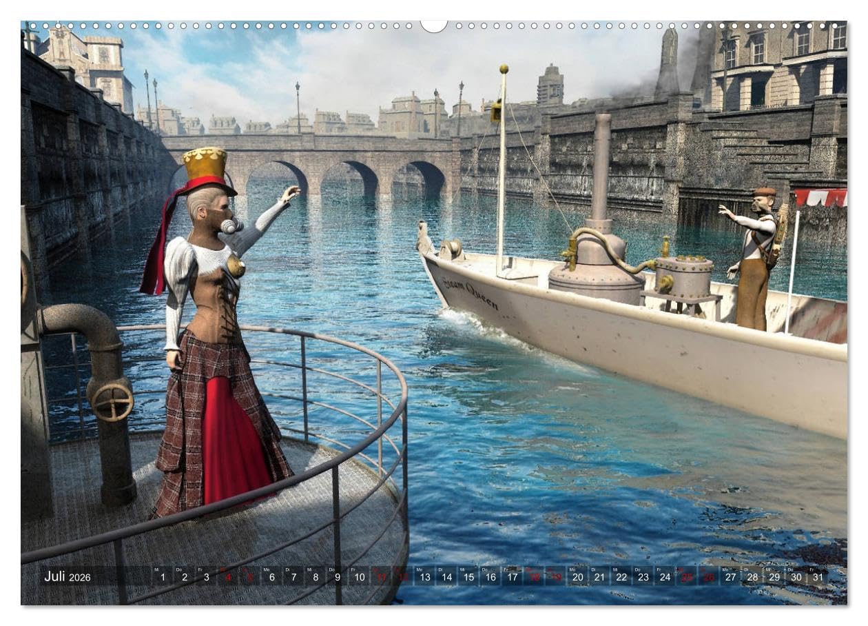 Steampunk Träume (hochwertiger Premium Wandkalender 2026 DIN A2 quer), Kunstdruck in Hochglanz: Die zauberhafte Welt des Steampunk in 12 verträumten Bildern. (CALVENDO Kunst)